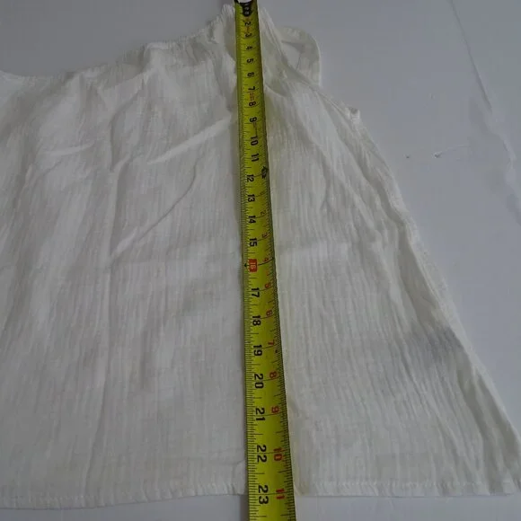 Shein One-Shoulder White Gauze Cotton Top Women Size M US Size 6 With Bow Detail - Picture 9 of 9